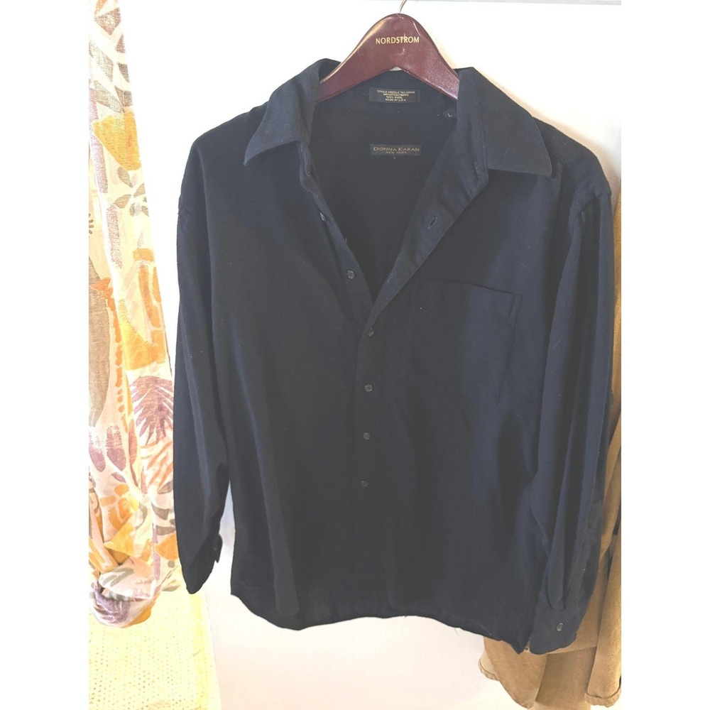Donna Karan Vtg black wool fall winter layering quality sustainable designer LG